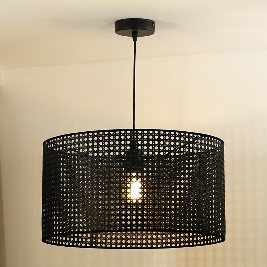Duolla - Hängeleuchte ROLLER RATTAN 1xE27/15W/230V d 45 cm schwarz