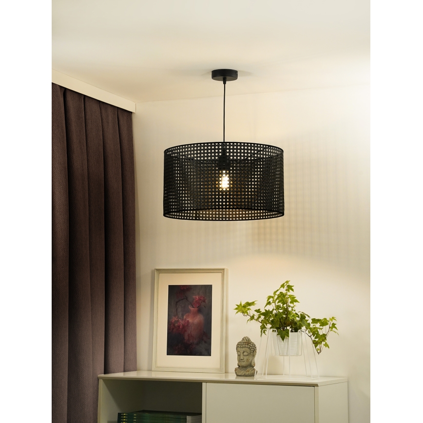 Duolla - Hängeleuchte ROLLER RATTAN 1xE27/15W/230V d 45 cm schwarz