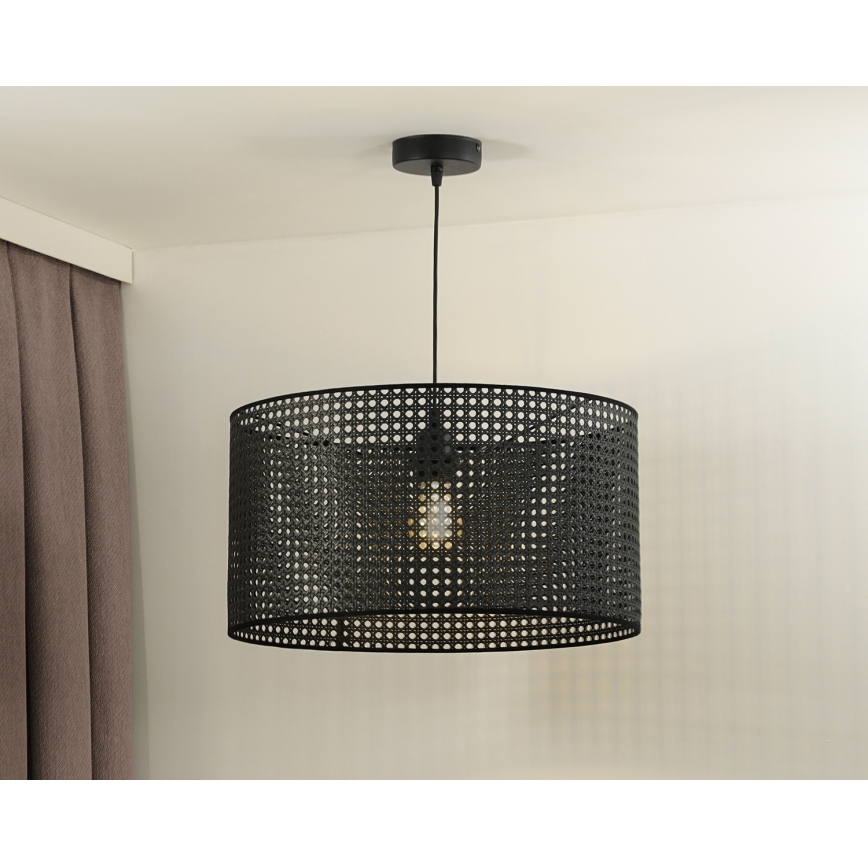 Duolla - Hängeleuchte ROLLER RATTAN 1xE27/15W/230V d 45 cm schwarz