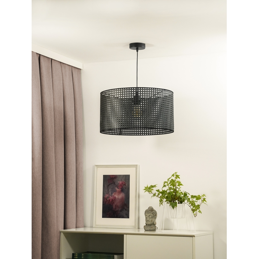 Duolla - Hängeleuchte ROLLER RATTAN 1xE27/15W/230V d 45 cm schwarz