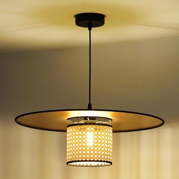 Duolla - Hängeleuchte TOKYO RATTAN 1xE27/15W/230V d 50 cm golden/Rattan