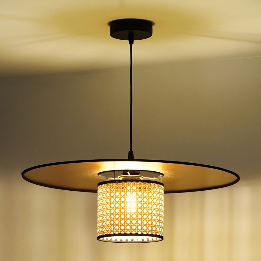 Duolla - Hängeleuchte TOKYO RATTAN 1xE27/15W/230V d 50 cm golden/Rattan