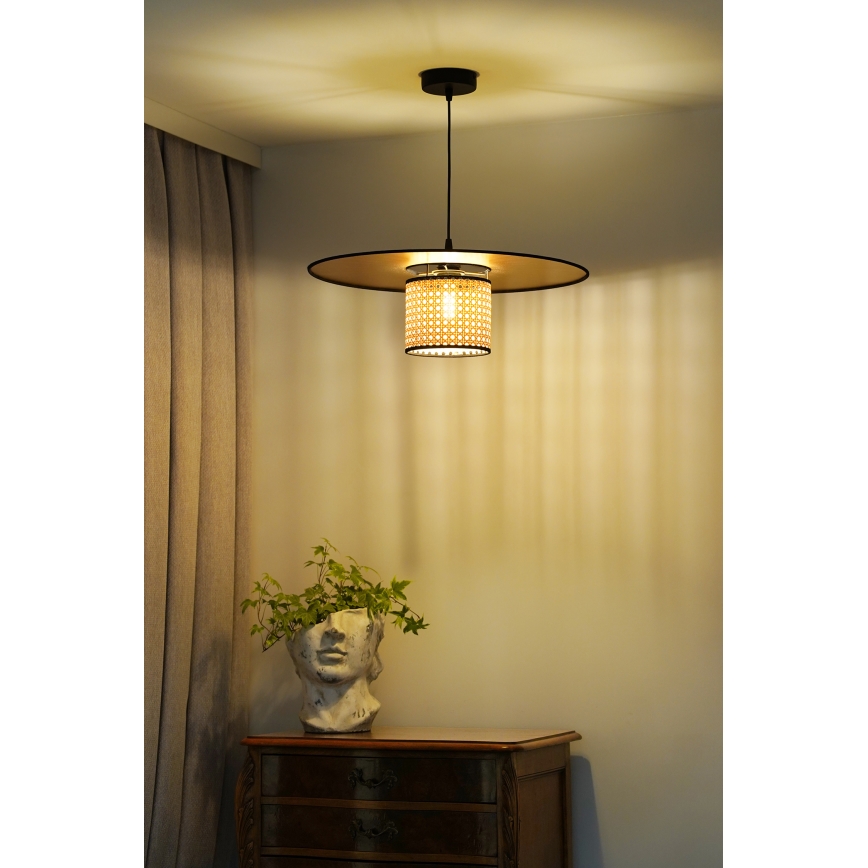 Duolla - Hängeleuchte TOKYO RATTAN 1xE27/15W/230V d 50 cm golden/Rattan