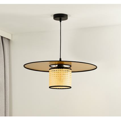 Duolla - Hängeleuchte TOKYO RATTAN 1xE27/15W/230V d 50 cm golden/Rattan