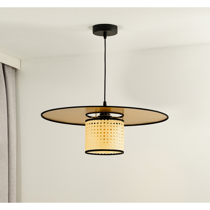 Duolla - Hängeleuchte TOKYO RATTAN 1xE27/15W/230V d 50 cm golden/Rattan