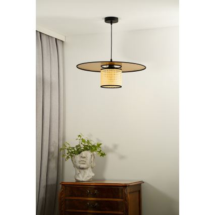 Duolla - Hängeleuchte TOKYO RATTAN 1xE27/15W/230V d 50 cm golden/Rattan