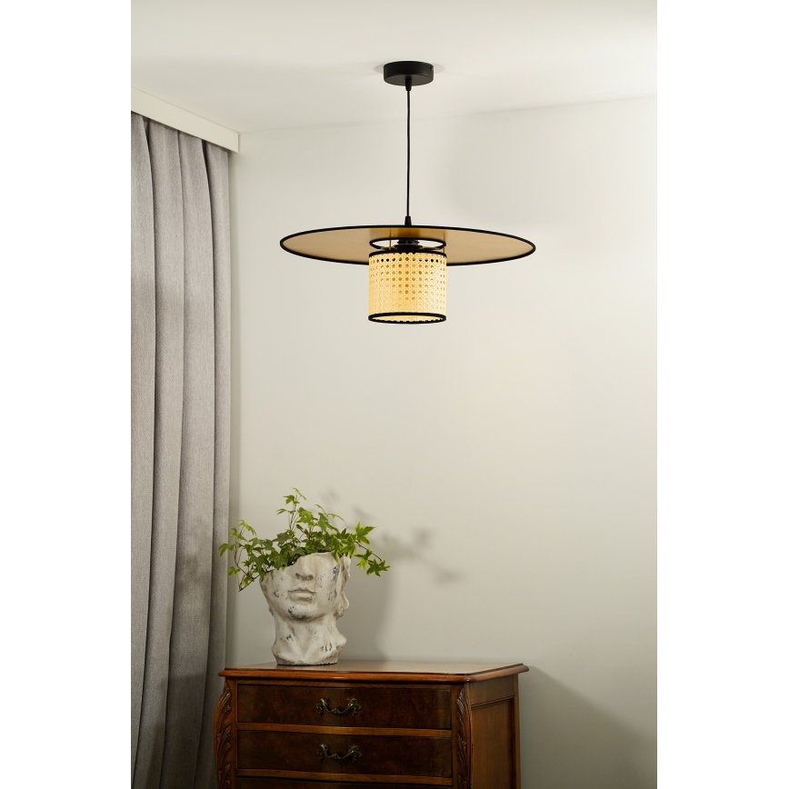 Duolla - Hängeleuchte TOKYO RATTAN 1xE27/15W/230V d 50 cm golden/Rattan