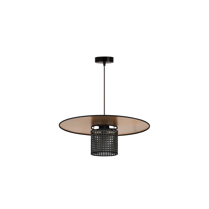 Duolla - Hängeleuchte TOKYO RATTAN 1xE27/15W/230V d 50 cm golden/schwarz