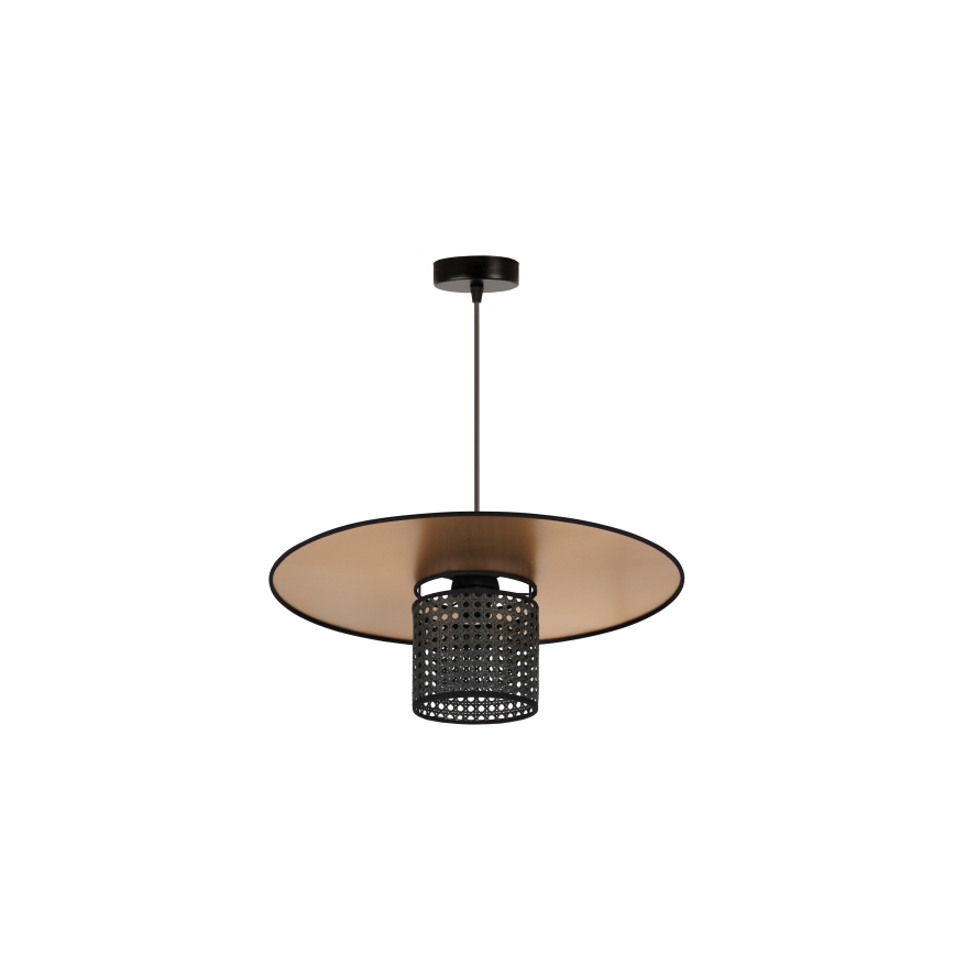 Duolla - Hängeleuchte TOKYO RATTAN 1xE27/15W/230V d 50 cm golden/schwarz
