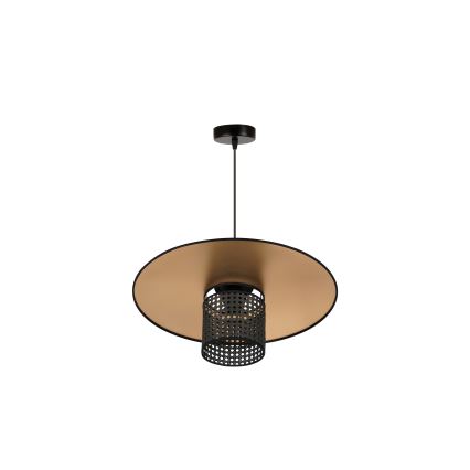 Duolla - Hängeleuchte TOKYO RATTAN 1xE27/15W/230V d 50 cm golden/schwarz