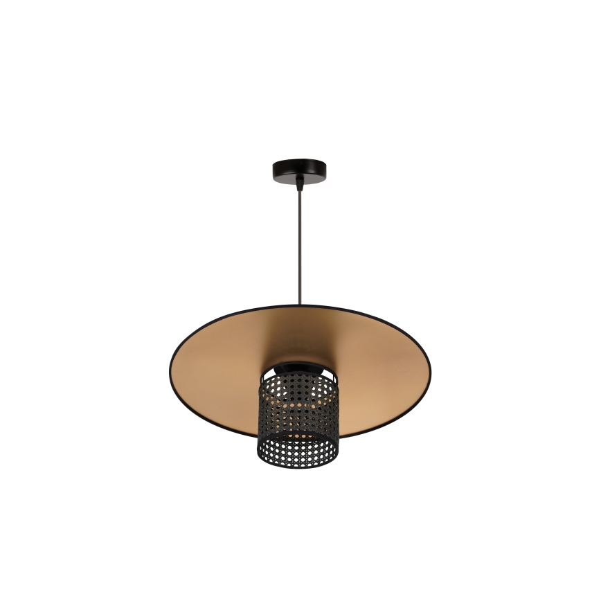 Duolla - Hängeleuchte TOKYO RATTAN 1xE27/15W/230V d 50 cm golden/schwarz
