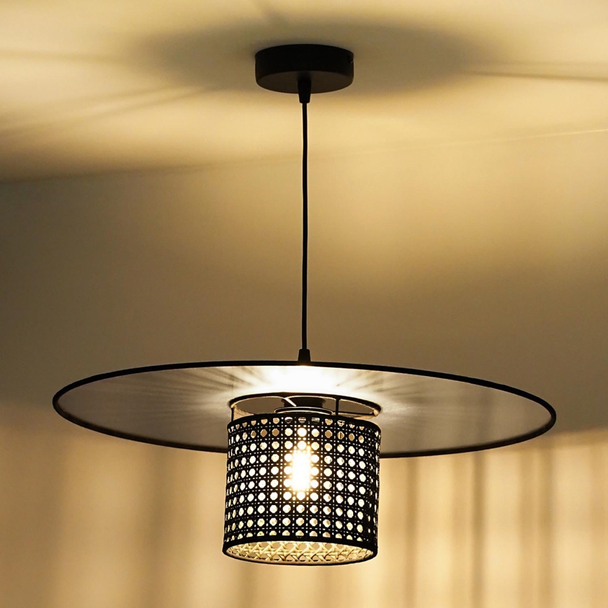Duolla - Hängeleuchte TOKYO RATTAN 1xE27/15W/230V d 50 cm schwarz/silbern