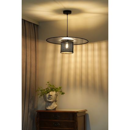 Duolla - Hängeleuchte TOKYO RATTAN 1xE27/15W/230V d 50 cm schwarz/silbern