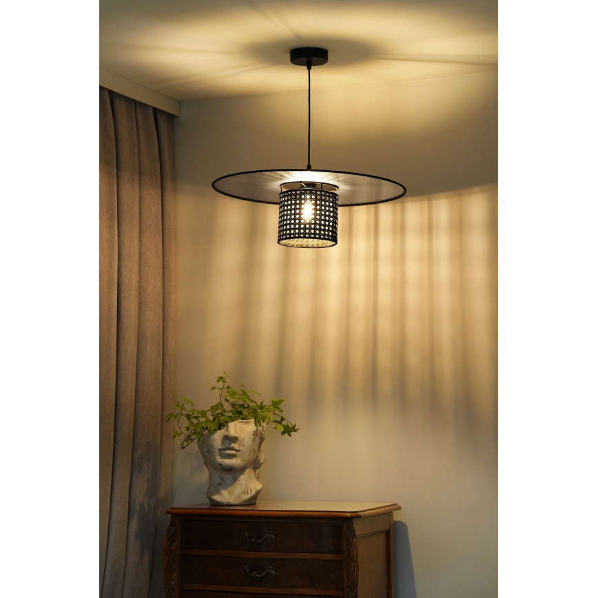 Duolla - Hängeleuchte TOKYO RATTAN 1xE27/15W/230V d 50 cm schwarz/silbern