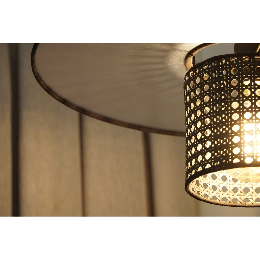 Duolla - Hängeleuchte TOKYO RATTAN 1xE27/15W/230V d 50 cm schwarz/silbern