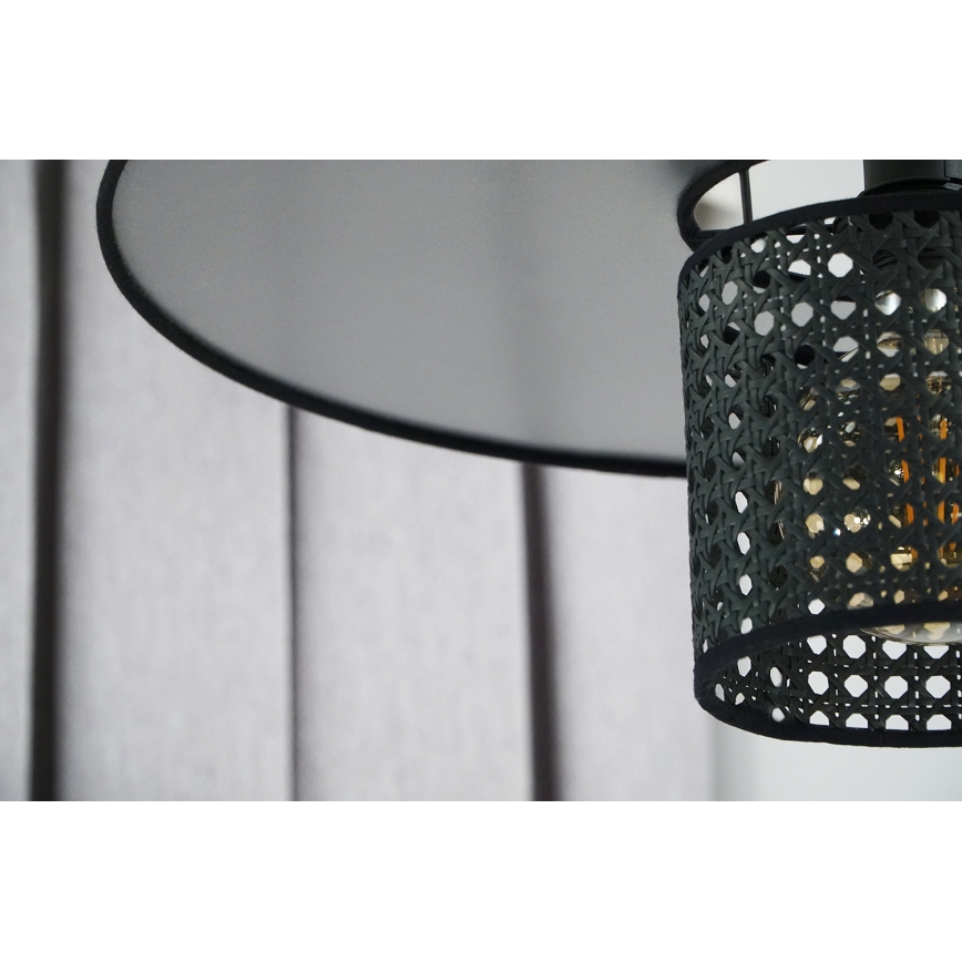 Duolla - Hängeleuchte TOKYO RATTAN 1xE27/15W/230V d 50 cm schwarz/silbern