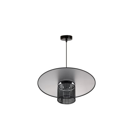 Duolla - Hängeleuchte TOKYO RATTAN 1xE27/15W/230V d 50 cm schwarz/silbern