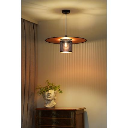 Duolla - Hängeleuchte TOKYO SHINY 1xE27/15W/230V d 50 cm schwarz/kupfern