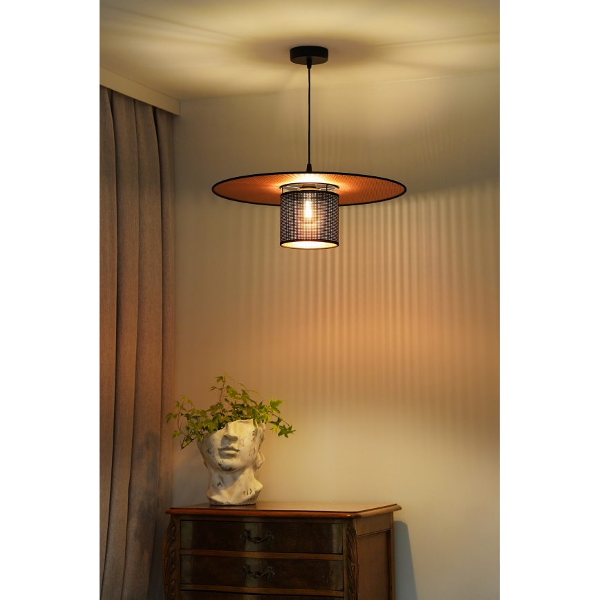 Duolla - Hängeleuchte TOKYO SHINY 1xE27/15W/230V d 50 cm schwarz/kupfern
