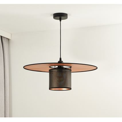 Duolla - Hängeleuchte TOKYO SHINY 1xE27/15W/230V d 50 cm schwarz/kupfern