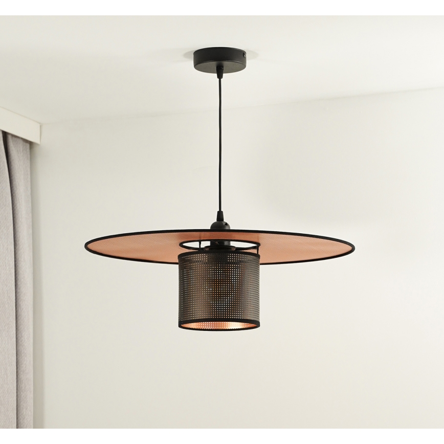 Duolla - Hängeleuchte TOKYO SHINY 1xE27/15W/230V d 50 cm schwarz/kupfern