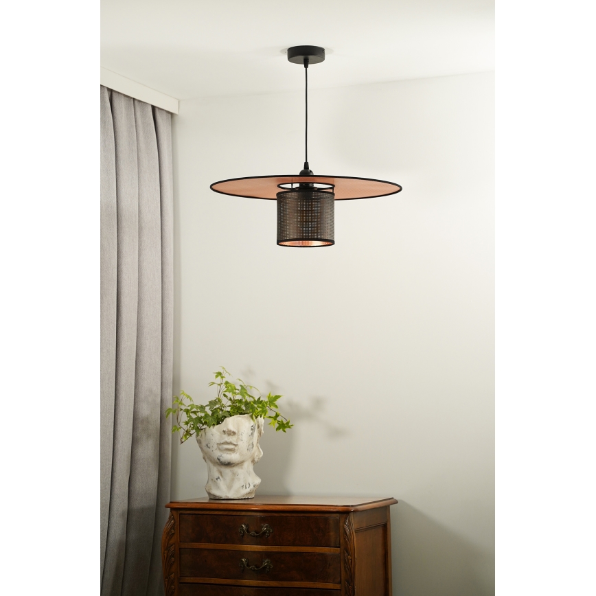 Duolla - Hängeleuchte TOKYO SHINY 1xE27/15W/230V d 50 cm schwarz/kupfern