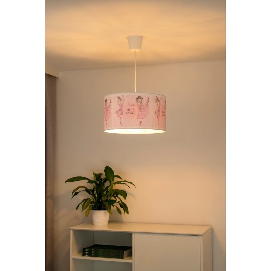 Duolla - Kinder-Hängeleuchte PRINT M 1xE27/40W/230V d 35 cm Ballerinas