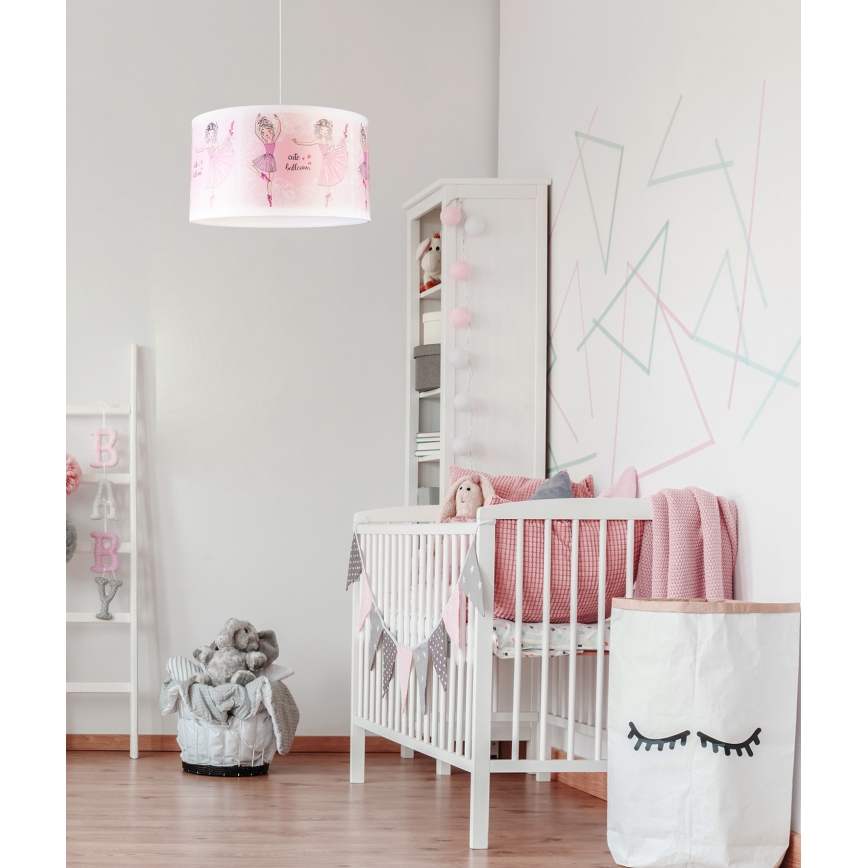 Duolla - Kinder-Hängeleuchte PRINT M 1xE27/40W/230V d 35 cm Ballerinas