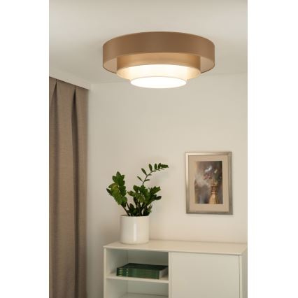 Duolla - LED-Deckenleuchte LUNETA LED/26W/230V d 60 cm 4000K braun/golden/weiß