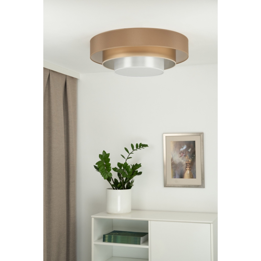 Duolla - LED-Deckenleuchte LUNETA LED/26W/230V d 60 cm 4000K braun/golden/weiß