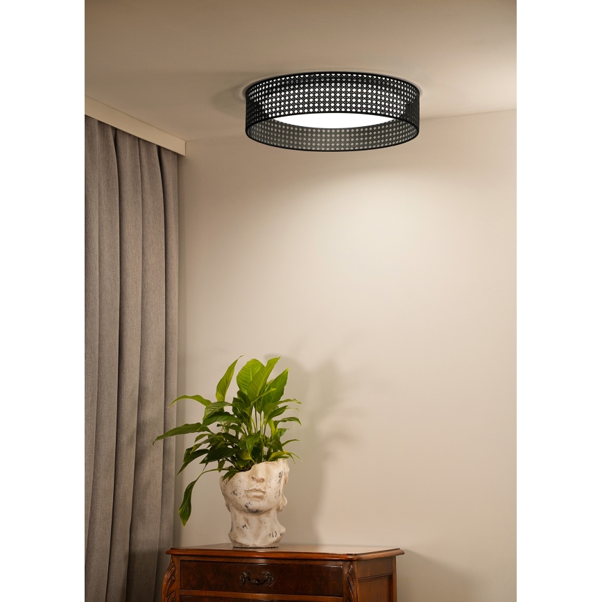 Duolla - LED-Deckenleuchte ROLLER RATTAN LED/24W/230V d 45 cm schwarz