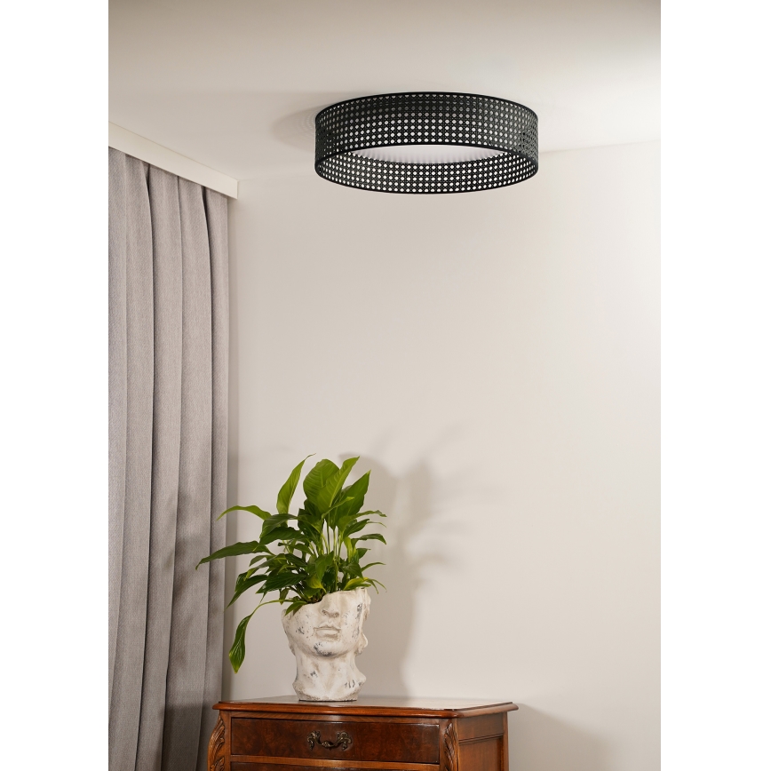 Duolla - LED-Deckenleuchte ROLLER RATTAN LED/24W/230V d 45 cm schwarz