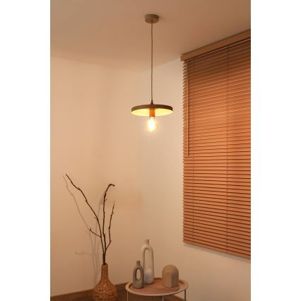Duolla - Pendelleuchte an Seil IRONLINE 1xE27/15W/230V Ø 30 cm beige/kupfer