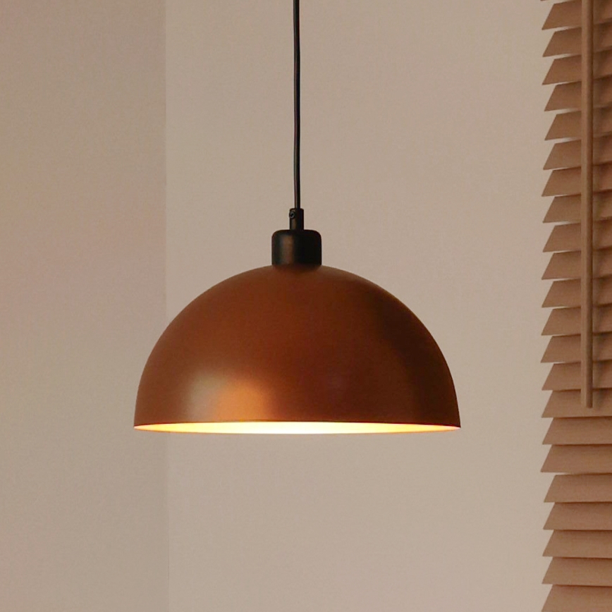 Duolla – Pendelleuchte mit Kabel IRONLINE, 1x E27/15W/230V, Ø 27 cm, Kupfer/Schwarz