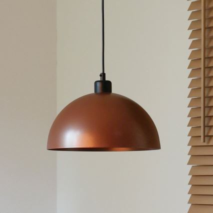 Duolla – Pendelleuchte mit Kabel IRONLINE, 1x E27/15W/230V, Ø 27 cm, Kupfer/Schwarz