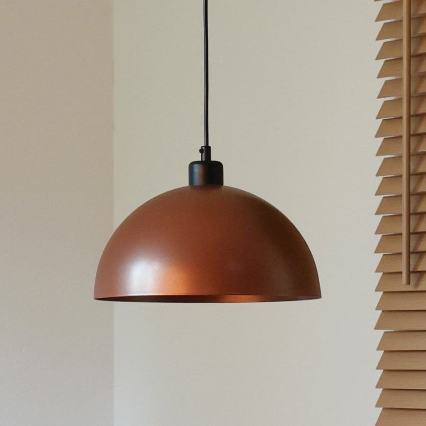 Duolla – Pendelleuchte mit Kabel IRONLINE, 1x E27/15W/230V, Ø 27 cm, Kupfer/Schwarz