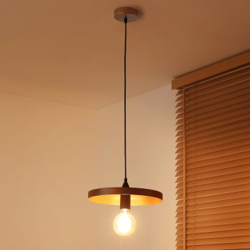 Duolla - Pendelleuchte mit Kabel IRONLINE 1xE27/15W/230V Ø 30 cm Kupfer/Schwarz