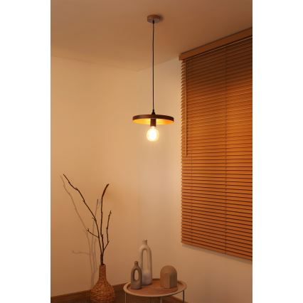 Duolla - Pendelleuchte mit Kabel IRONLINE 1xE27/15W/230V Ø 30 cm Kupfer/Schwarz