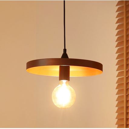 Duolla - Pendelleuchte mit Kabel IRONLINE 1xE27/15W/230V Ø 30 cm Kupfer/Schwarz