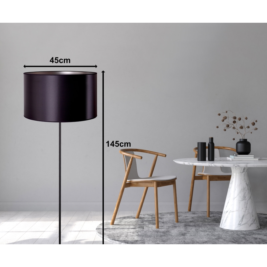 Duolla - Stehleuchte CANNES 1xE27/15W/230V d 45 cm schwarz/silbern
