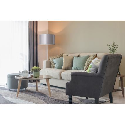 Duolla - Stehleuchte CANNES 1xE27/15W/230V d 45 cm silbern/weiß
