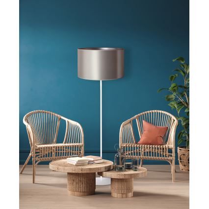 Duolla - Stehleuchte CANNES 1xE27/15W/230V d 45 cm silbern/weiß