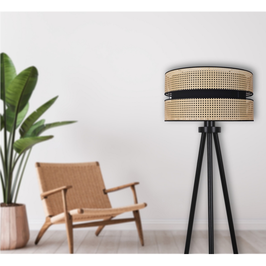 Duolla - Stehleuchte DUO 1xE27/15W/230V d 40 cm Rattan/schwarz