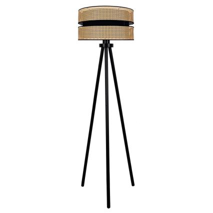 Duolla - Stehleuchte DUO 1xE27/15W/230V d 40 cm Rattan/schwarz