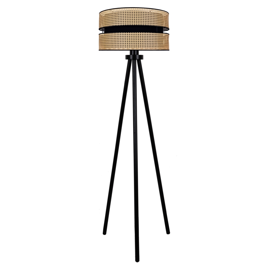 Duolla - Stehleuchte DUO 1xE27/15W/230V d 40 cm Rattan/schwarz