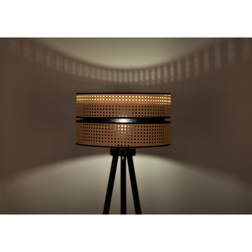 Duolla - Stehleuchte DUO 1xE27/15W/230V d 40 cm Rattan/schwarz