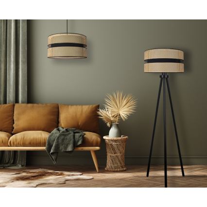 Duolla - Stehleuchte DUO 1xE27/15W/230V d 40 cm Rattan/schwarz