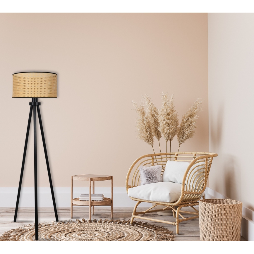 Duolla - Stehleuchte ROLLER 1xE27/15W/230V d 45 cm Rattan/schwarz