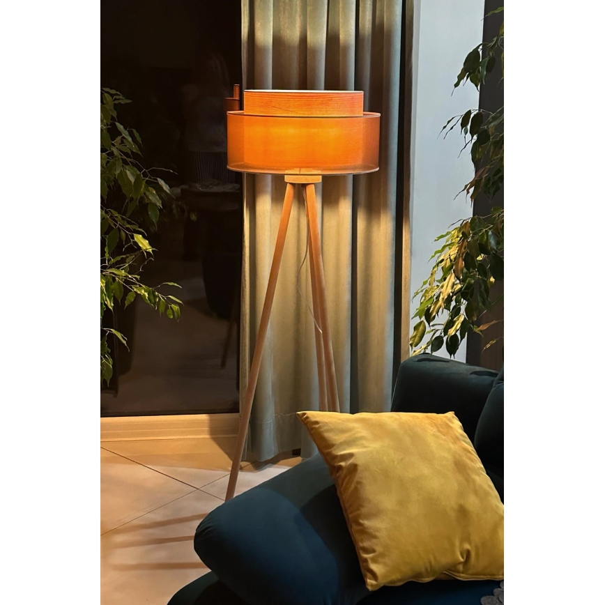 Duolla - Stehleuchte WOOD BOHO 1xE27/15W/230V d 45 cm kupfern/braun/beige