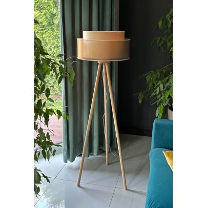 Duolla - Stehleuchte WOOD BOHO 1xE27/15W/230V d 45 cm kupfern/braun/beige